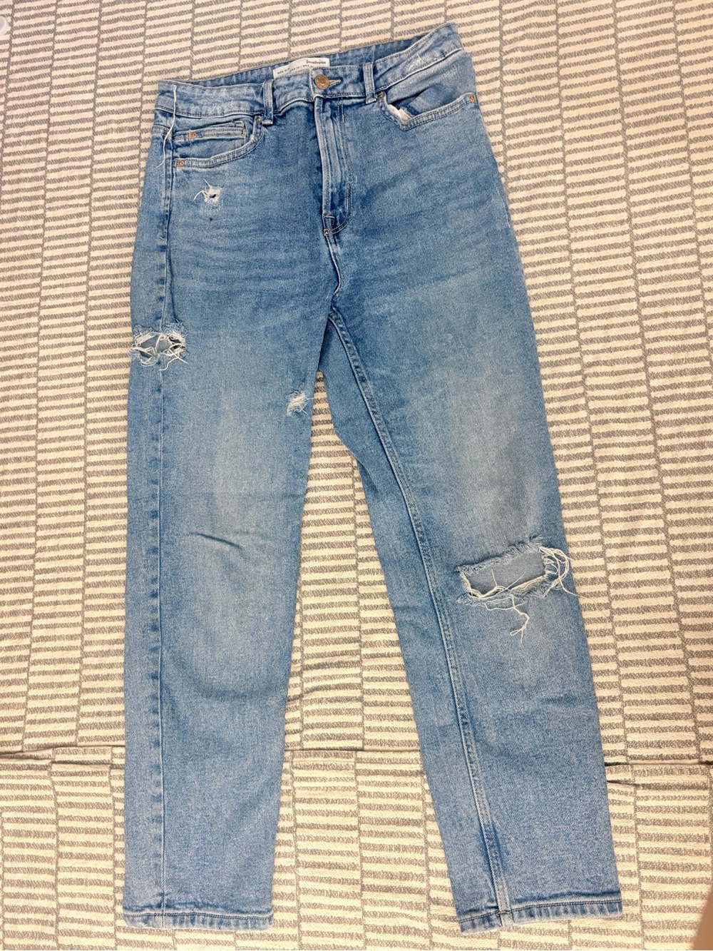 stradivarius Light Blue Mom Slim Jeans